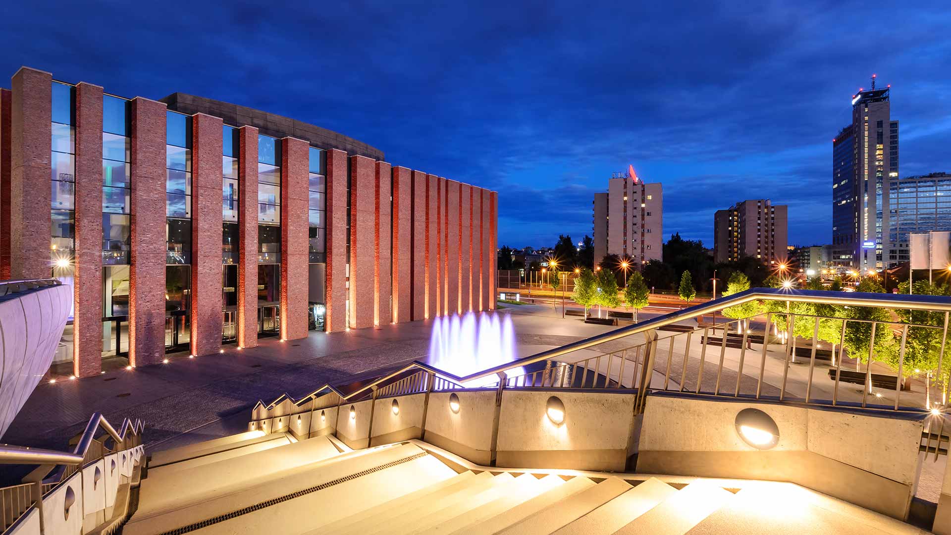 View of Urban Skyline at night